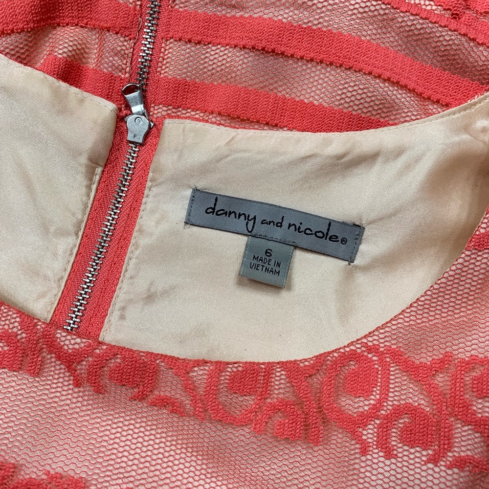 Size 6 Danny and Nicole Coral Striped Dress